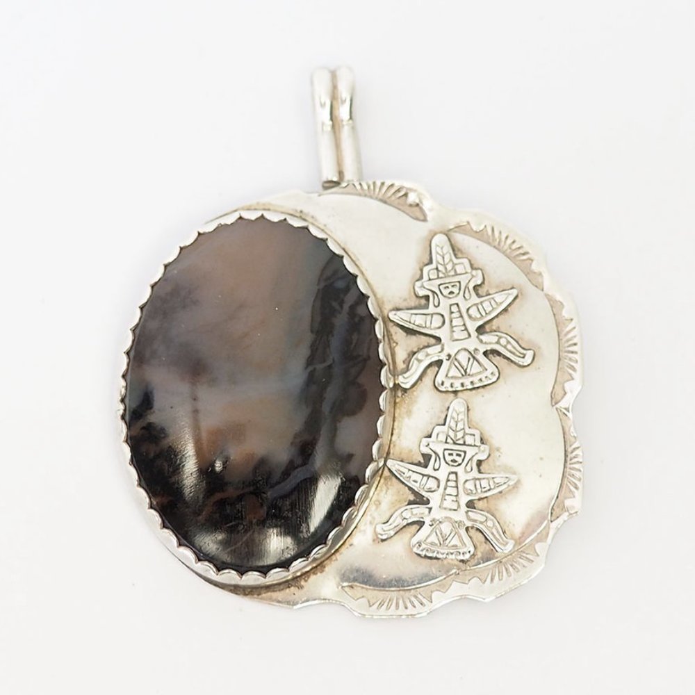 Handmade Native American sterlng silver and gemstone pendant by IHMSS